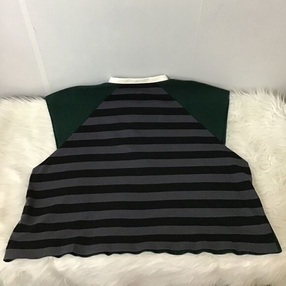 Marni Green V-Neck Faux Leather Trim Sleeveless Top Size 42 - Picture 11 of 13